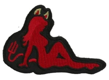 BRAND NEW RED DEVIL GIRL BAD GIRL BIKER IRON ON PATCH