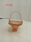 Vintage Fenton Pink Hobnail Glass Basket