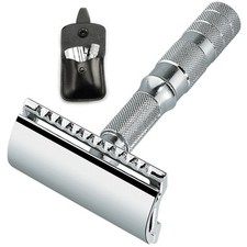 Merkur Travel Safety Razor with Black Leather...