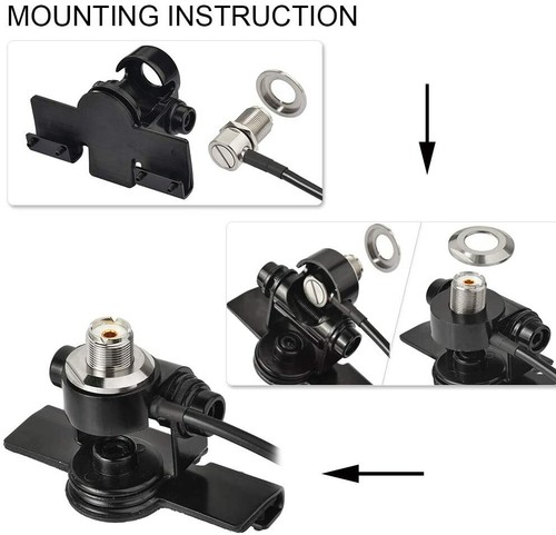For Vehicle CB Radio Mobile Radio Antenna Fix Bracket Mounting& 5m UHF Cable - Zdjęcie 4 z 9