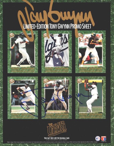 Tony Gwynn SD Padres AUTOGRAPHED 1992 Fleer Ultra Limited Edition Promo Sheet G - Picture 1 of 3