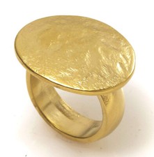 Designer High Quality Yellow Gold 24K Plated Abstract Oval Women Ring Sz 9