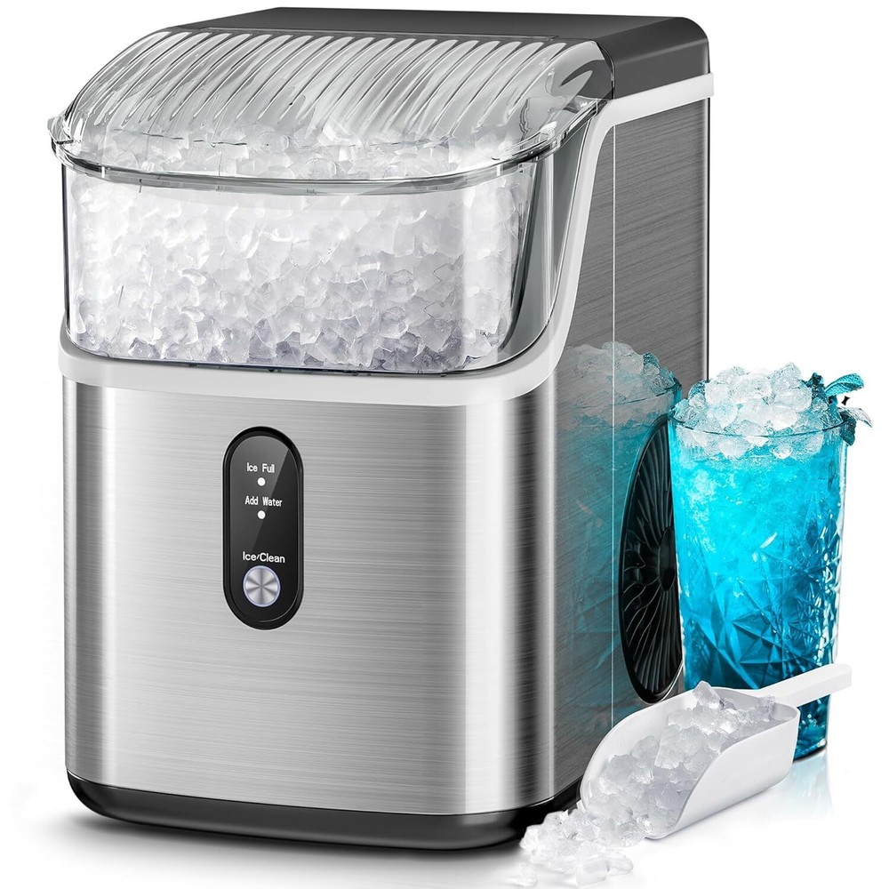 35lbs/Day Nugget Ice Makers Countertop with Chewable Ice One-Click Operation