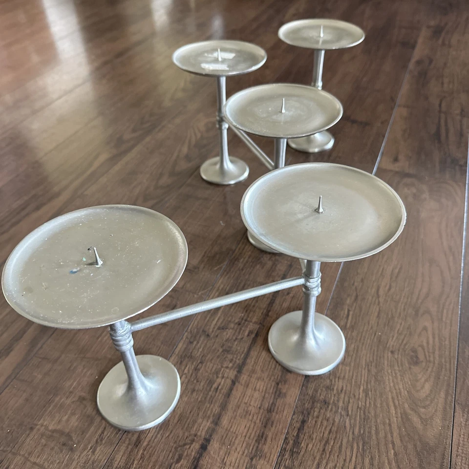 SOPORTE DE VELA DE 5 PILARES DE PELTRE DE GRANERO DE CERÁMICA de colección con bisagras Foto 2 de 4