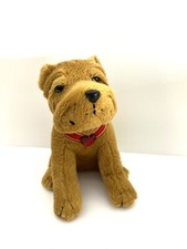Dan Dee Collectors Choice Brown Bulldog Plush 7" Red Heart Rhinestone Collar