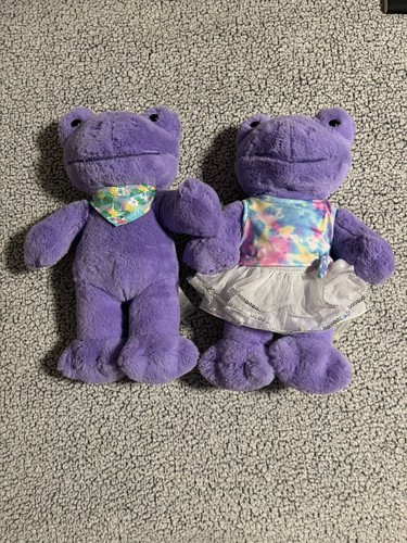 Build-A-Bear Lavender Purple Frog Lot With Clothing 16" Stuffed Plush ~ (2022)