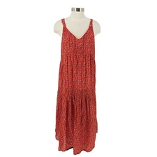 JOIE Tiered Maxi Dress Tea Rose Sleeveless V Neck Lined Womens Medium