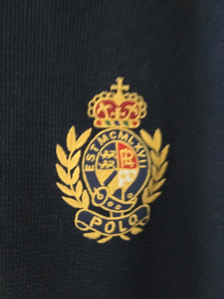 Camisa polo masculina waffle térmica extra grande XL malha polo remendo brasão Ralph Lauren - Imagem 2 de 4
