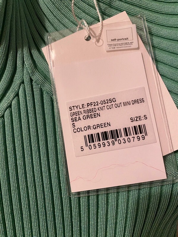 Self-Portrait Knit Woman Mini Dress Sage Green size s RRP£250 image 5