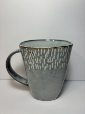 Meritage Jasper Mug Stoneware Square Bottom Gray/Blue 4'' Tall 12oz  Coffee Tea