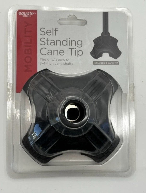 Lot 2 Equate Self Standing Cane Tip Rubber Quad Base Fits 7/8" 3/4" Cane Shaft
