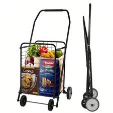 Foldable Shopping Cart with Wheels Black