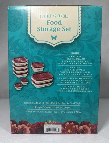 The Pioneer Woman Juego de Almacenamiento de Alimentos 18 Piezas Fluttering Fancies Contenedores NUEVO - Imagen 3 de 8