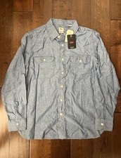 Levi's Relaxed Fit Long Sleeve Button Down Blue Denim Shirt Mens Size Medium New