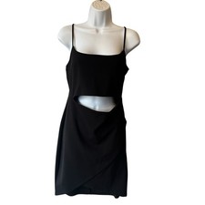 Lulus Cutout on the Town mini dress L Black Spaghetti strap Bodycon stretch