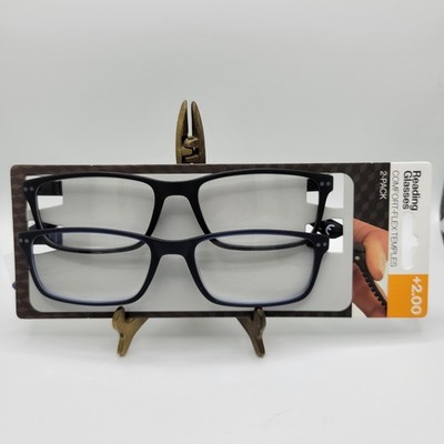  Foster Grant Readers w/Comfort-Flex Temples, +2.00 Mag.   2PK   BRAND NEW  