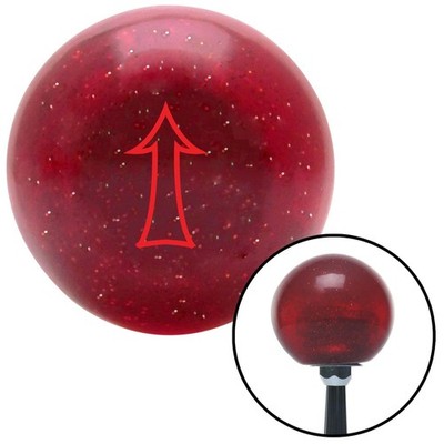 Red Fancy Outlined Directional Arrow Up Red Metal Flake Shift Knob M16x1.5 Auto
