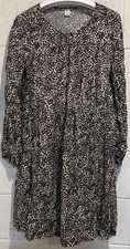 Old Navy Dress Womens Midi Brown Black Animal Print Long Sleeve Size S NWT