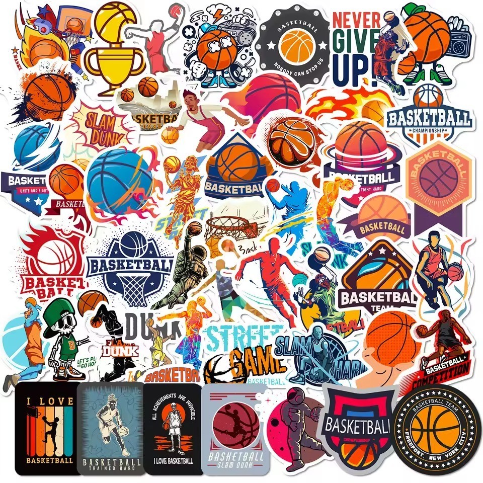 Basketball Stickers - Waterproof Vinyl Decals for Laptop, Wa