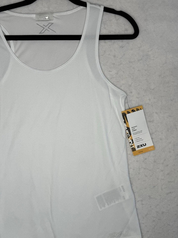 2XU рубашка женщин средний белый Aero Singlet Майка работает тренажерный зал подъема * новый $35 - Изображение 3 из 4