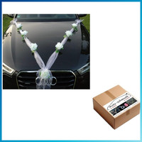Organza Autoschmuck Hochzeit Deko Girlande Rose Paar Weiß 2 StüCk