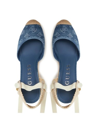GUESS Donna numero 39. Sandali blu con zeppa di corda 9 cm. - Imagen 5 de 6