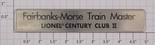 Placa de identificación Lionel 34105-11 Century Club II Fairbanks-Morse Train Master | Zustand: New