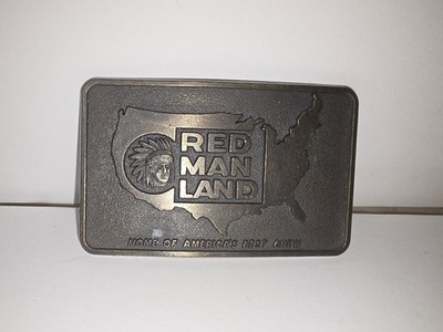 red man tobacco belt buckle Vintage Red Man Chewing Tobacco Belt Buckle Red Man Land Advertisement