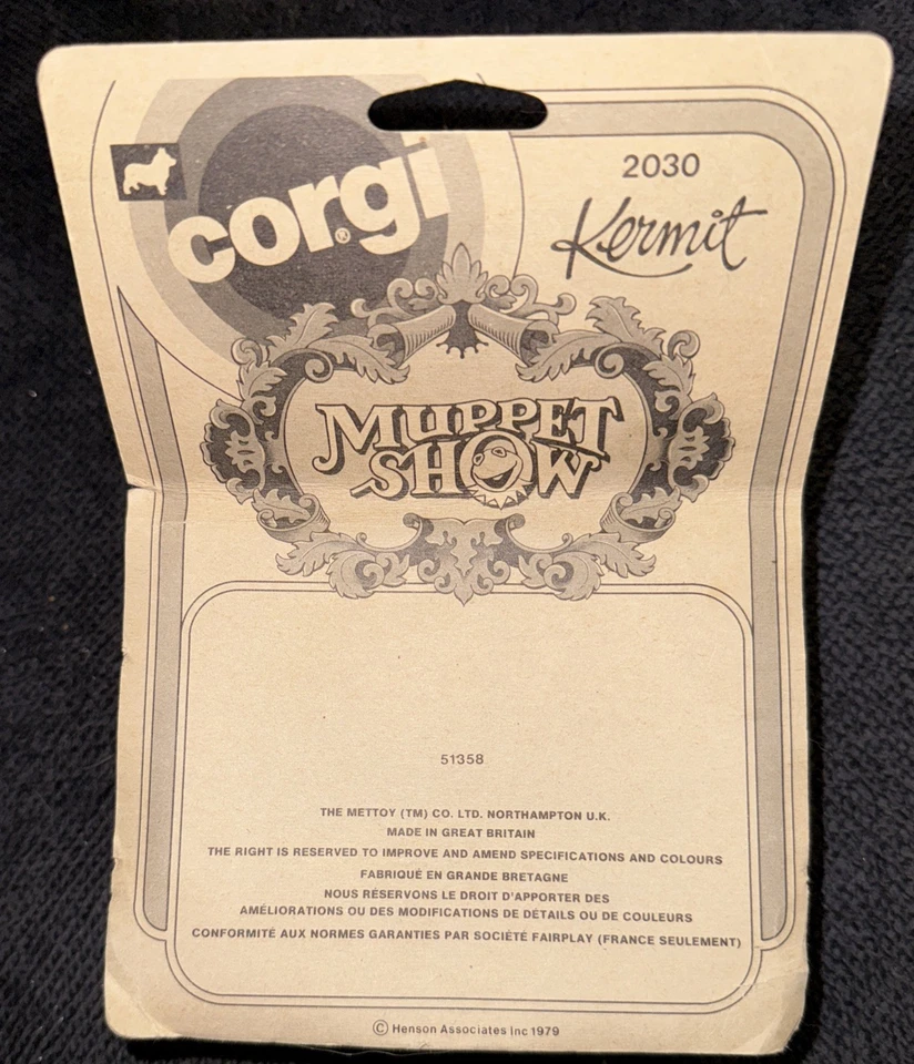 4pc 1979 CORGI MUPPET SHOW KERMIT, FOZZIE, MISS PIGGY+ANIMAL #2030-33 CAR SET - Image 3 of 4