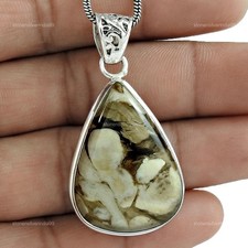 925 Solid Silver Pear Agate Stone Sister Birthday Bezel Wedding Pendant Jewelry
