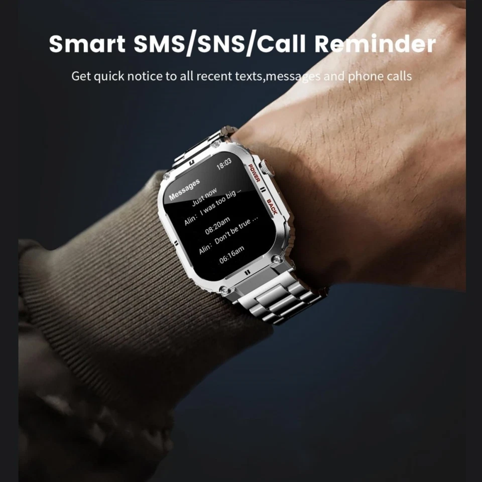 🔥Military Smart Watch for Men(Call Receive/Dial)Rugged Tactical Fitness Tracker - Image 3 of 4
