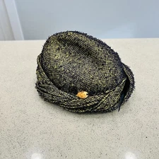 Vintage~Francine Exclusive With The Fashion Women’s Tweed Hat~Mustard & Navy