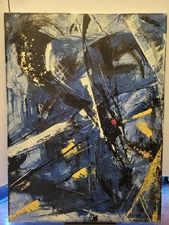 24x18 Original Outsider Art Piece Gold Leaf Mixed Media Art On Canvas Beautiful