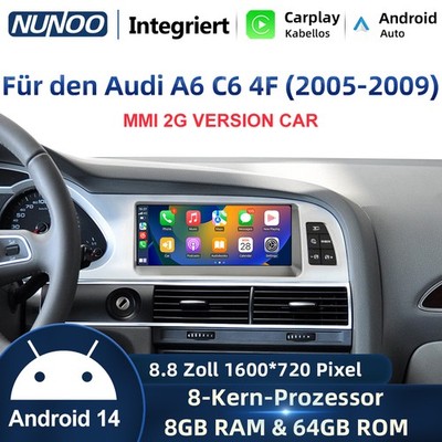 Android14 Autoradio 8.8'' 8+64G Carplay Für Audi a6 c6 4f MMI 2G 2005-2009 GPS