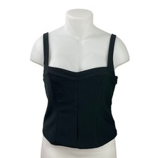 Abercrombie Fitch Black Sleeveless Square Neck Crop Corset Crop Tank Top Sz XL