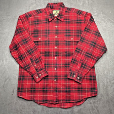 Vtg Field Stream Shirt Mens L Red Plaid Flannel Button Up Heavyweight Pockets