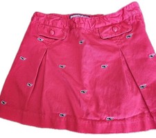Vineyard Vines girls 10 red embroidered whales pleated skirt adjustable zip E293
