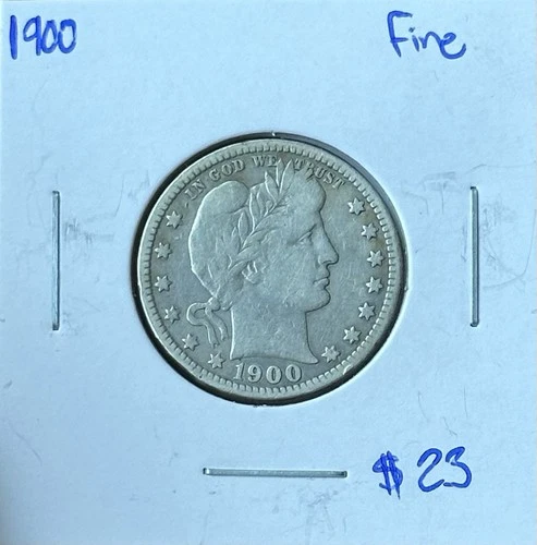 1900 P Barber Quarter Fine