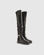 River Island Womens Over The Knee Riding Boots Black Flat Round Toe Shoes