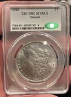 1890-P Morgan Silver Dollar Cleaned Philadelphia CAC Graded