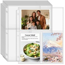 50 Pack 4" x 6" Clear Photo Sleeves for 3 Ring Binder, Double Sided 3-Pocket