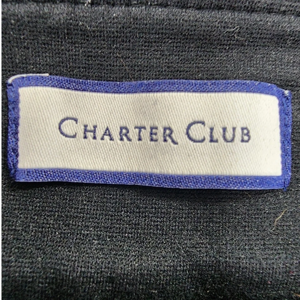 Pantalones Charter Club para mujer 8 negros de terciopelo jacquard tiro medio ajustados elásticos al tobillo Foto 3 de 4