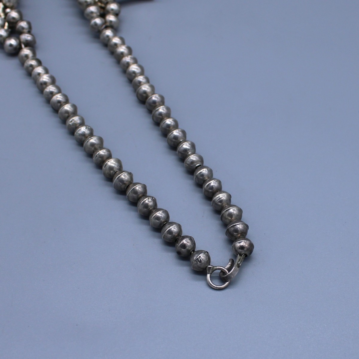 Vintage Sterling Silver 23.5" Turquoise Squash Blossom Necklace View 5
