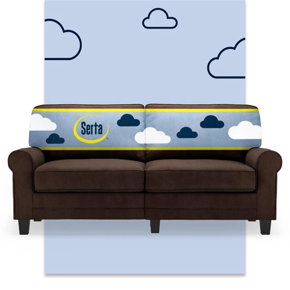 Sofá Serta Copenhagen 73" brazo enrollado con fundas extraíbles marrón Foto 2 de 4