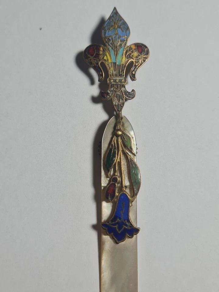 Coupe Papier Émaux Cloisonné XIX Ème Napoléon III Lame en Nacre - Photo 3/4