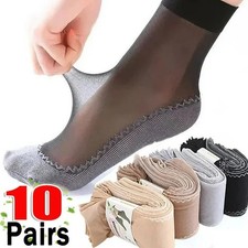 Women Sheer Lace Socks 10 Pairs Breathable Mesh Ankle Non Slip Black