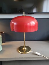 Lampe a poser abat-jour cloche pied laiton