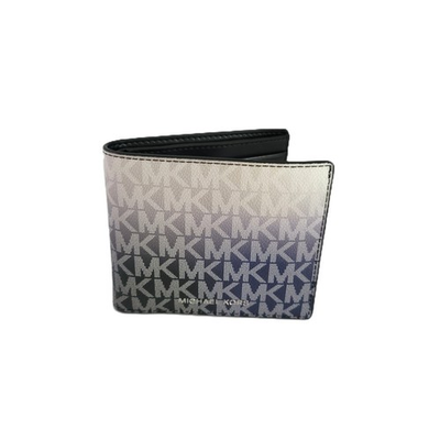 #ad Michael Kors Cooper Billfold ID Wallet Bifold Black Multi MK Ombre Logo $52.25