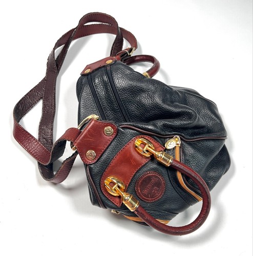 Valentina Womans Purse Black Brown Leather Shoulder Bag - Picture 2 of 9