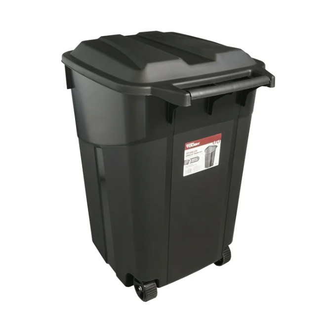(2 pack) Hyper Tough 45 Gallon Wheeled Heavy Duty Plastic Garbage Can, Attached